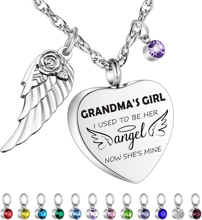 Dletay Heart Urn Necklace for Human Ashes Cremation Jewelry with 12 Birthstones Cremation Necklace for Ashes - Image 1